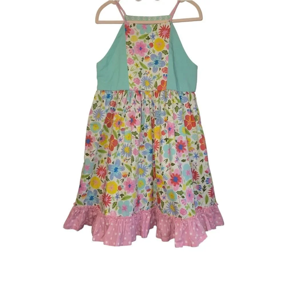 Girls Matilda Jane Sleeveless Flora and Fauna Dress Pink Floral 10